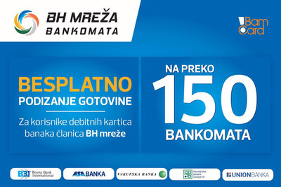 DOMAĆE BANKE U BH MREŽI BANKOMATA BESPLATNO PODIZANJE GOTOVINE NA VIŠE OD 150 BANKOMATA U BIH 