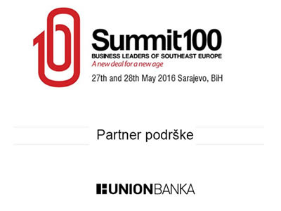 UNION BANKA PARTNER PODRŠKE SUMMIT100 BIZNIS LIDERA JUGOISTOČNE EVROPE